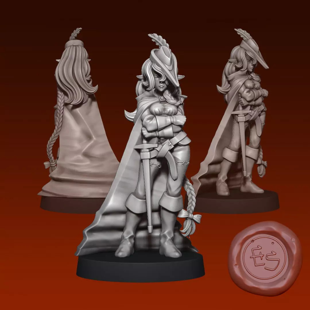 Nikoletta - Dark Elf Mage - 32mm Supported 3D print model