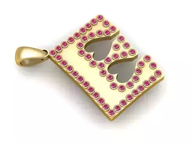 E ALPHABETS GOLD PENDANT 3E PRINTABLE MODEL 