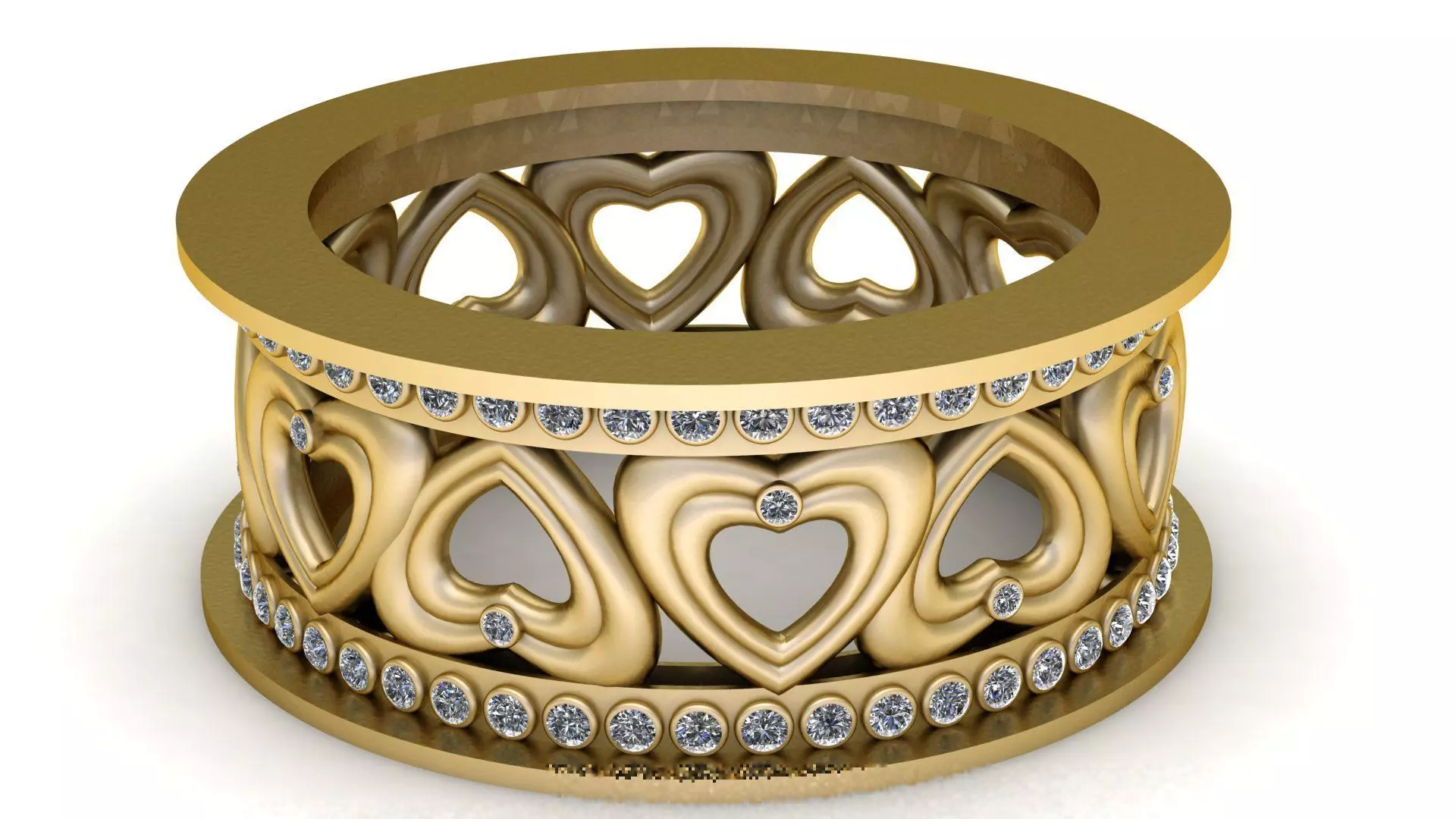 Heart Band Ring 3D Printable Model Free 3D print model_3
