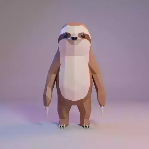 Lowpoly Stylized Standing Cute Sloth Low-poly 3D model