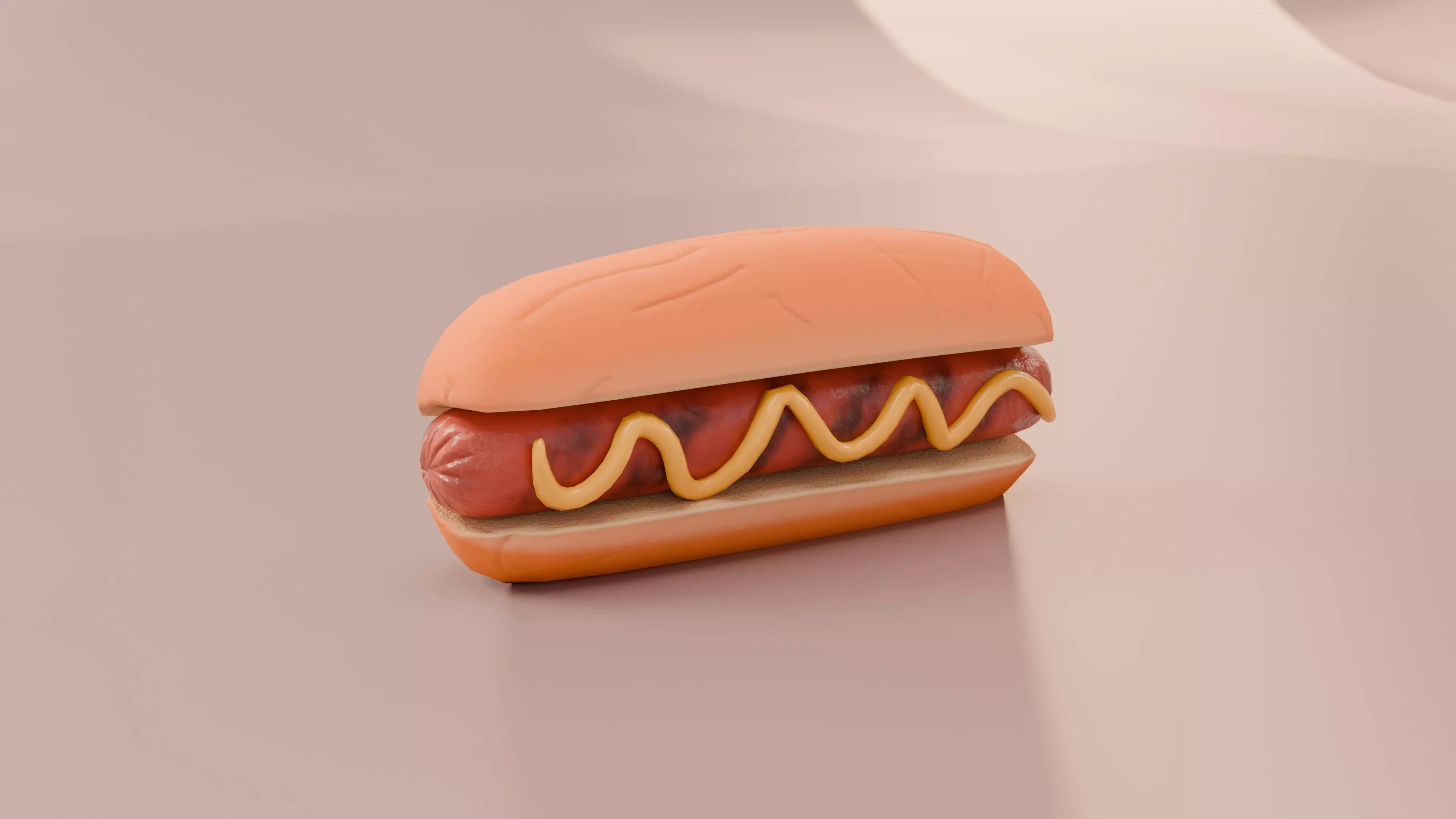 Hot Dog 3D Model Low Poly Game Ready with LODs Low-poly 3D model_0
