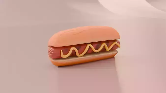 Hot Dog 3D Model Low Poly Game Ready with LODs