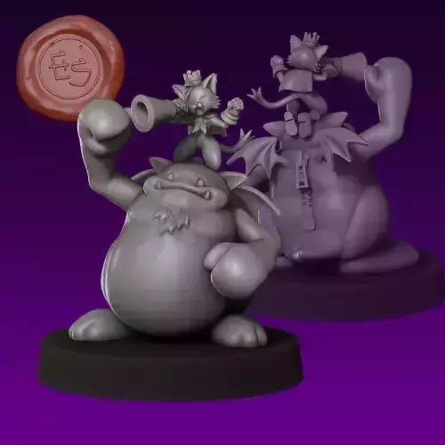 Cait Sith and Mog - Final Fantasy VII - 32mm Miniature