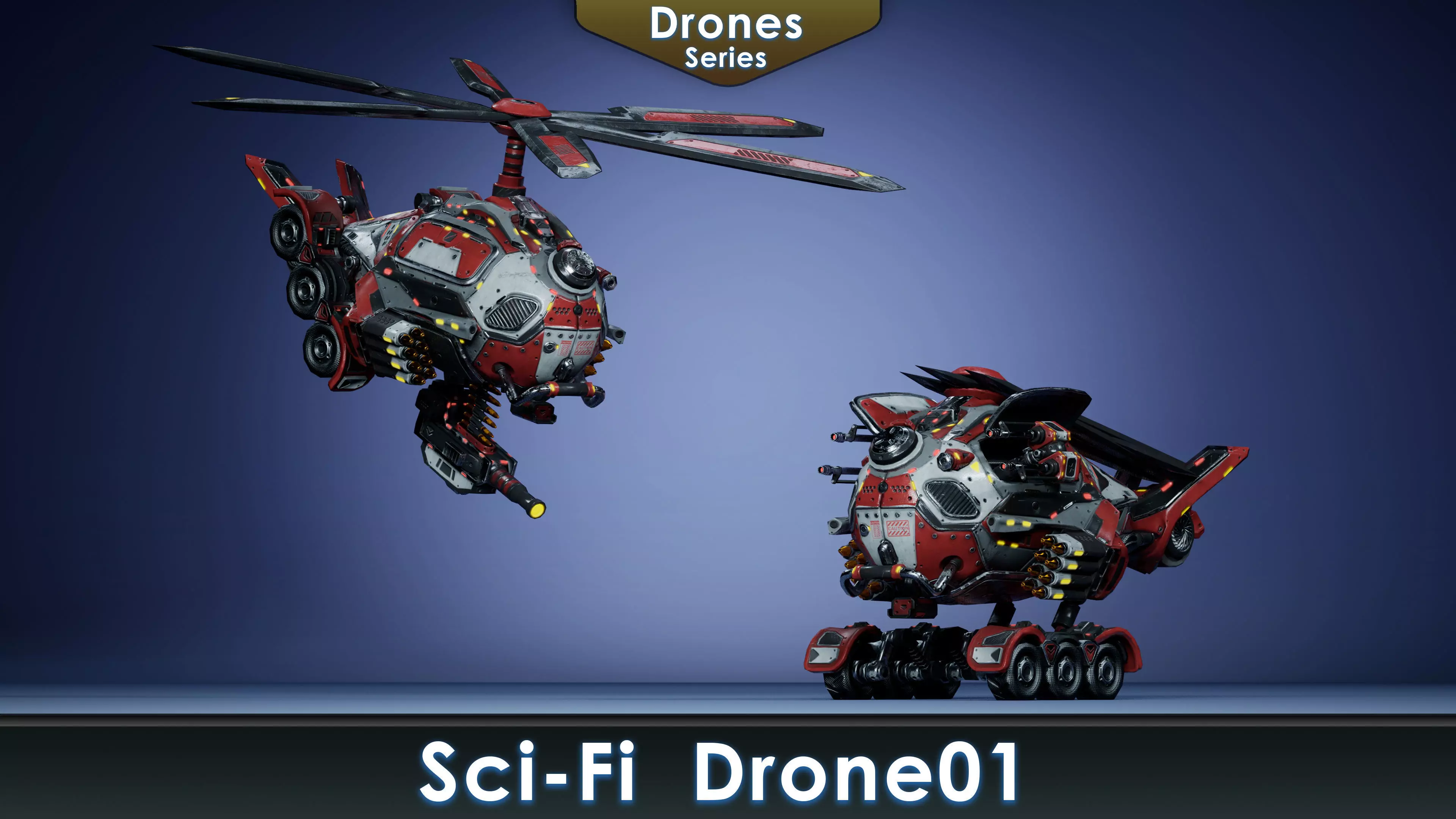 Sci-Fi Drone 01 Low-poly 3D model_0