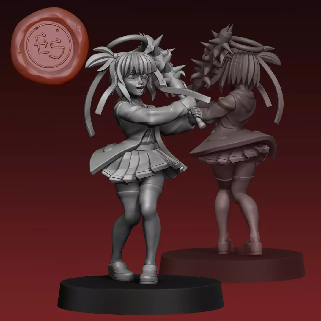 Dokuro-Chan - Bludgeoning Angel Dokuro-Chan - 32mm Miniature 3D print model_0