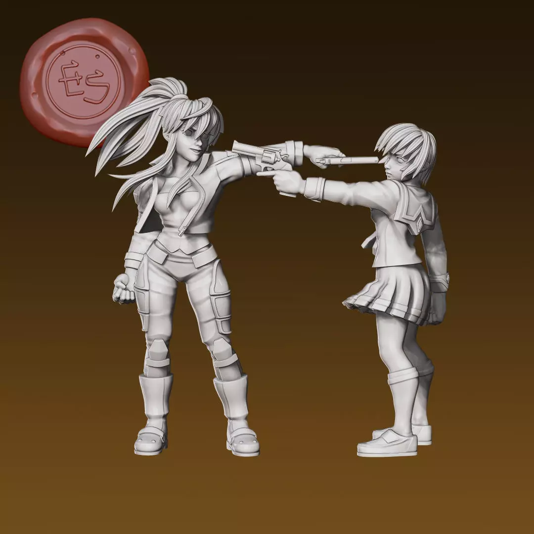 Ein and Drei - Phantom of Inferno - 32mm Miniature 3D print model_0