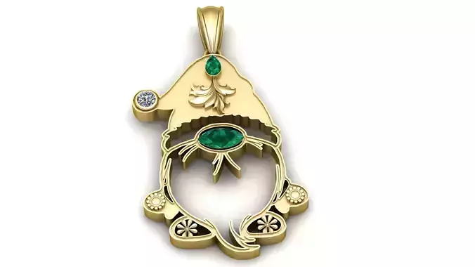 Gnome Pendant with Gemstones  3D Printable Jewelry Model