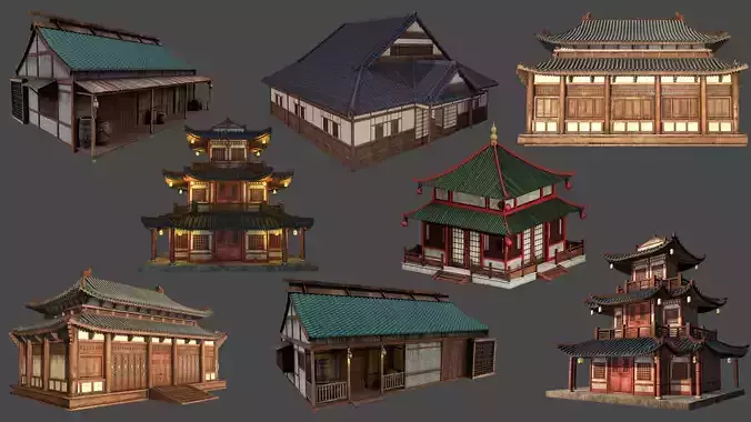  Japanese PBR Building Collection