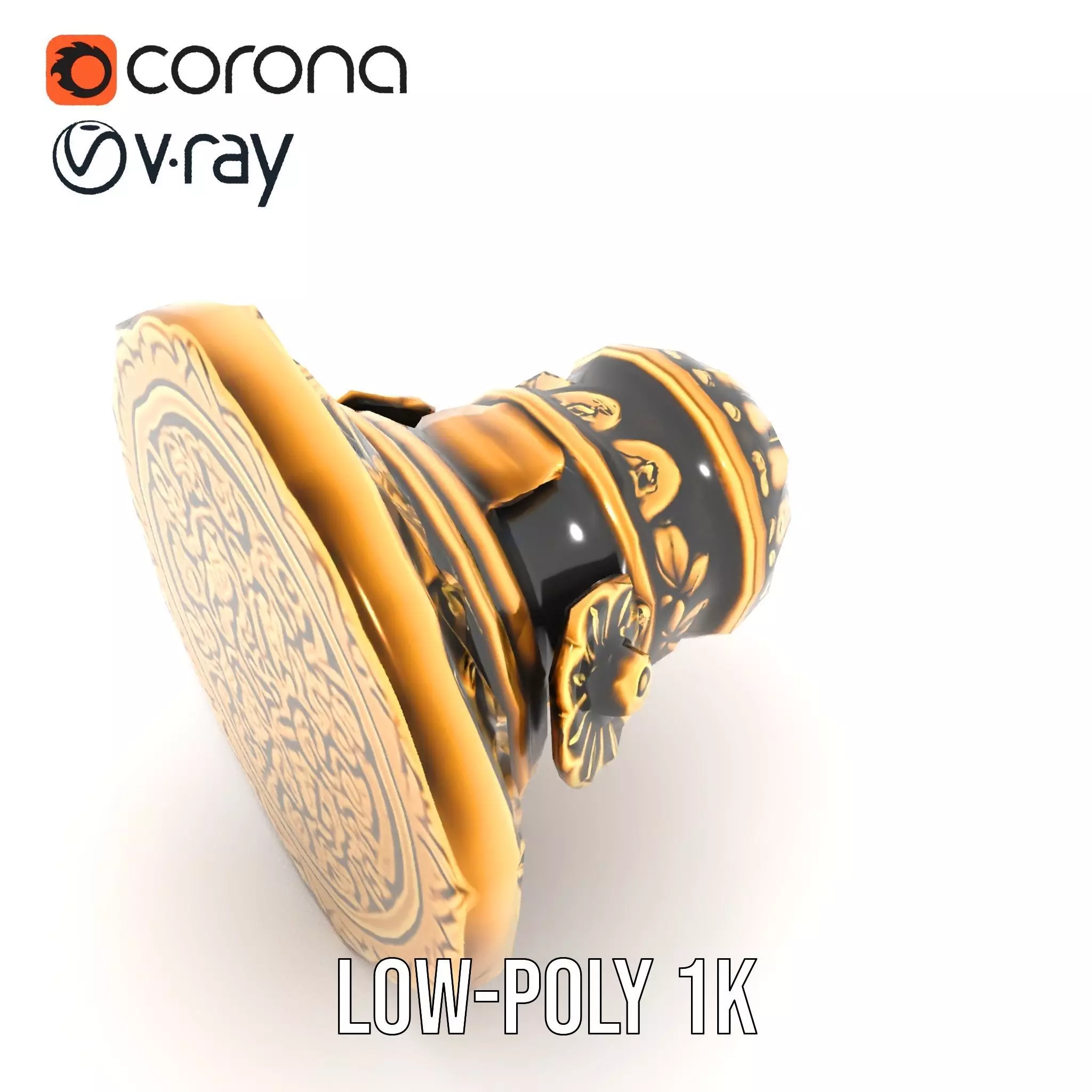 Ornate Gold Door Knob model pack Low-poly 3D model_10