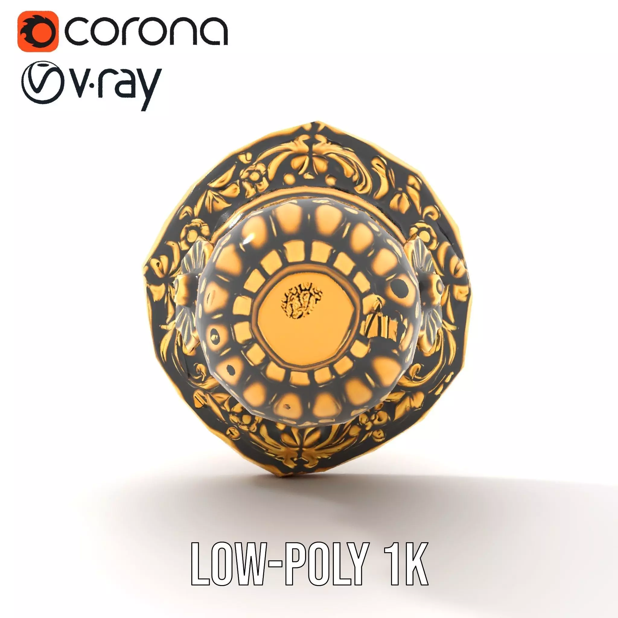 Ornate Gold Door Knob model pack Low-poly 3D model_15