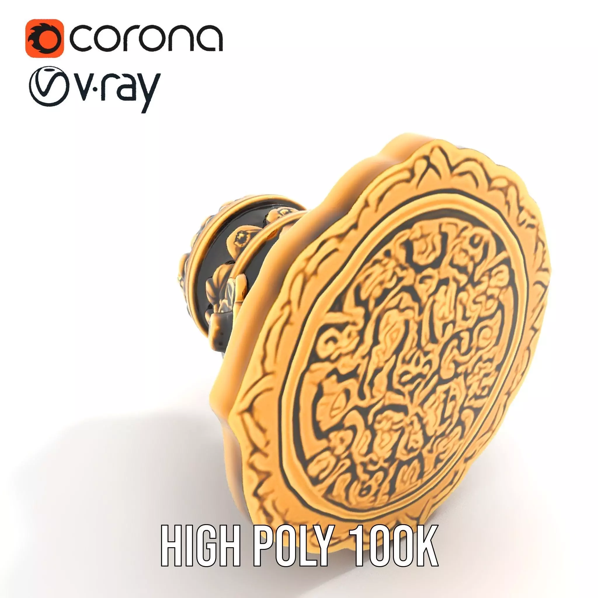 Ornate Gold Door Knob model pack Low-poly 3D model_23