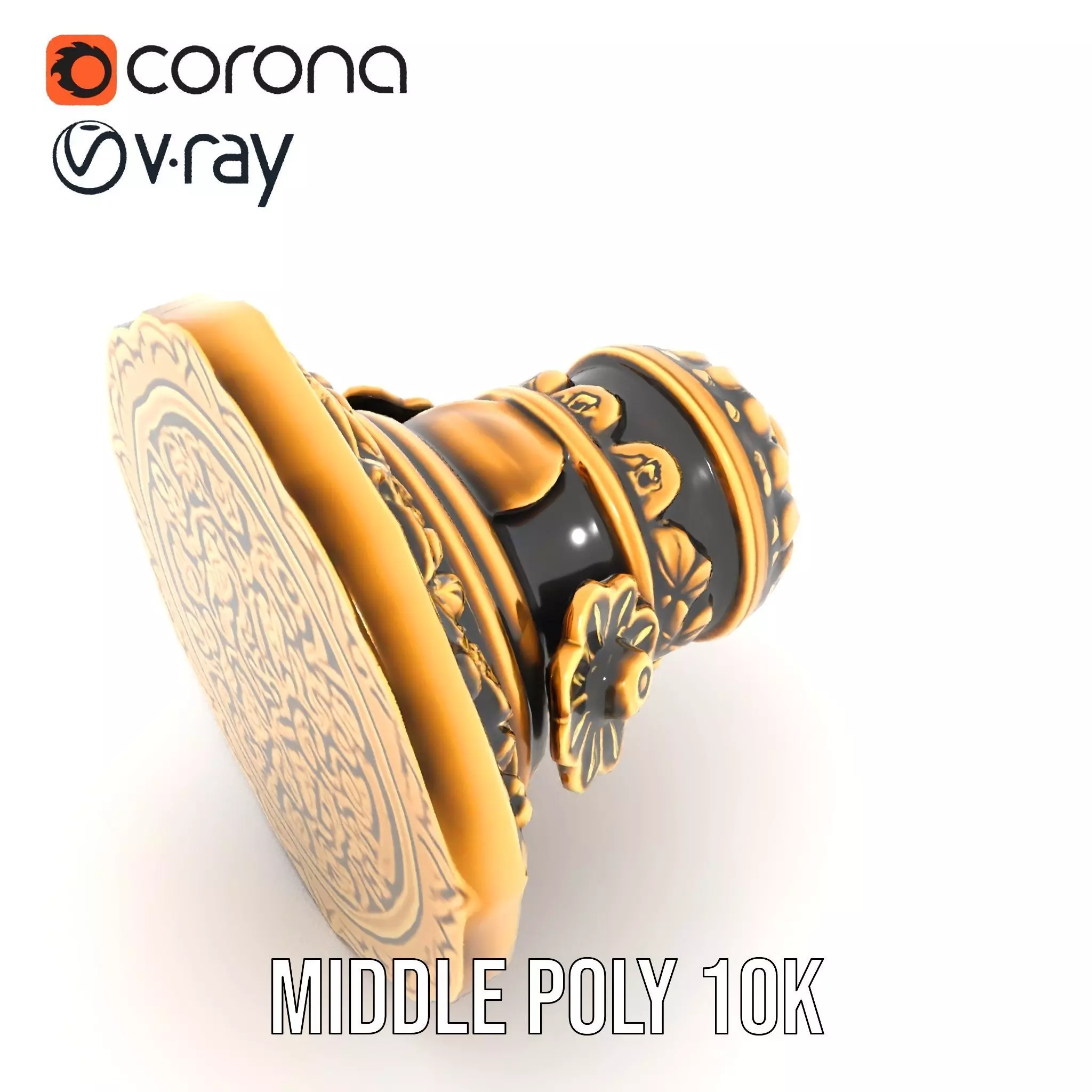 Ornate Gold Door Knob model pack Low-poly 3D model_6