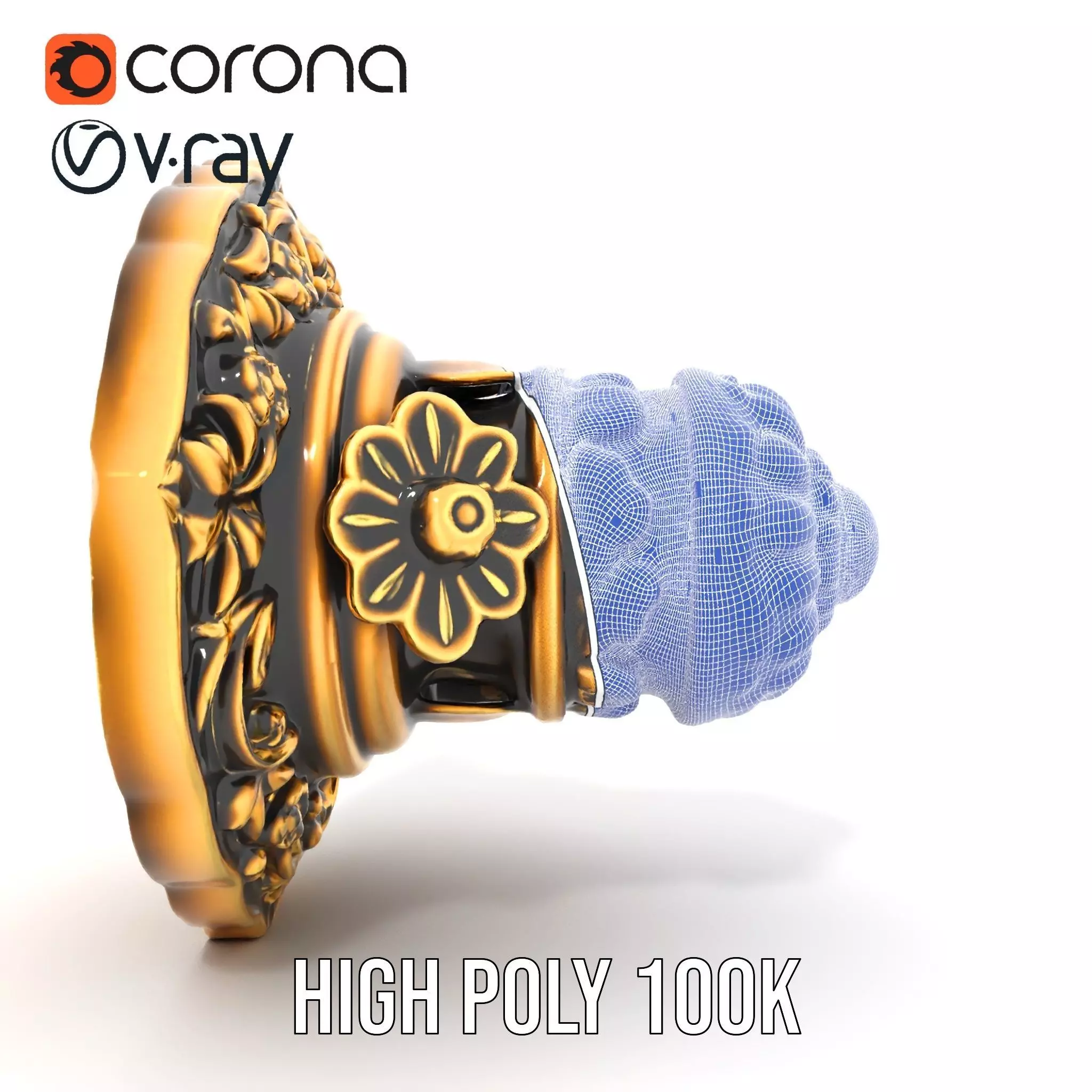 Ornate Gold Door Knob model pack Low-poly 3D model_34