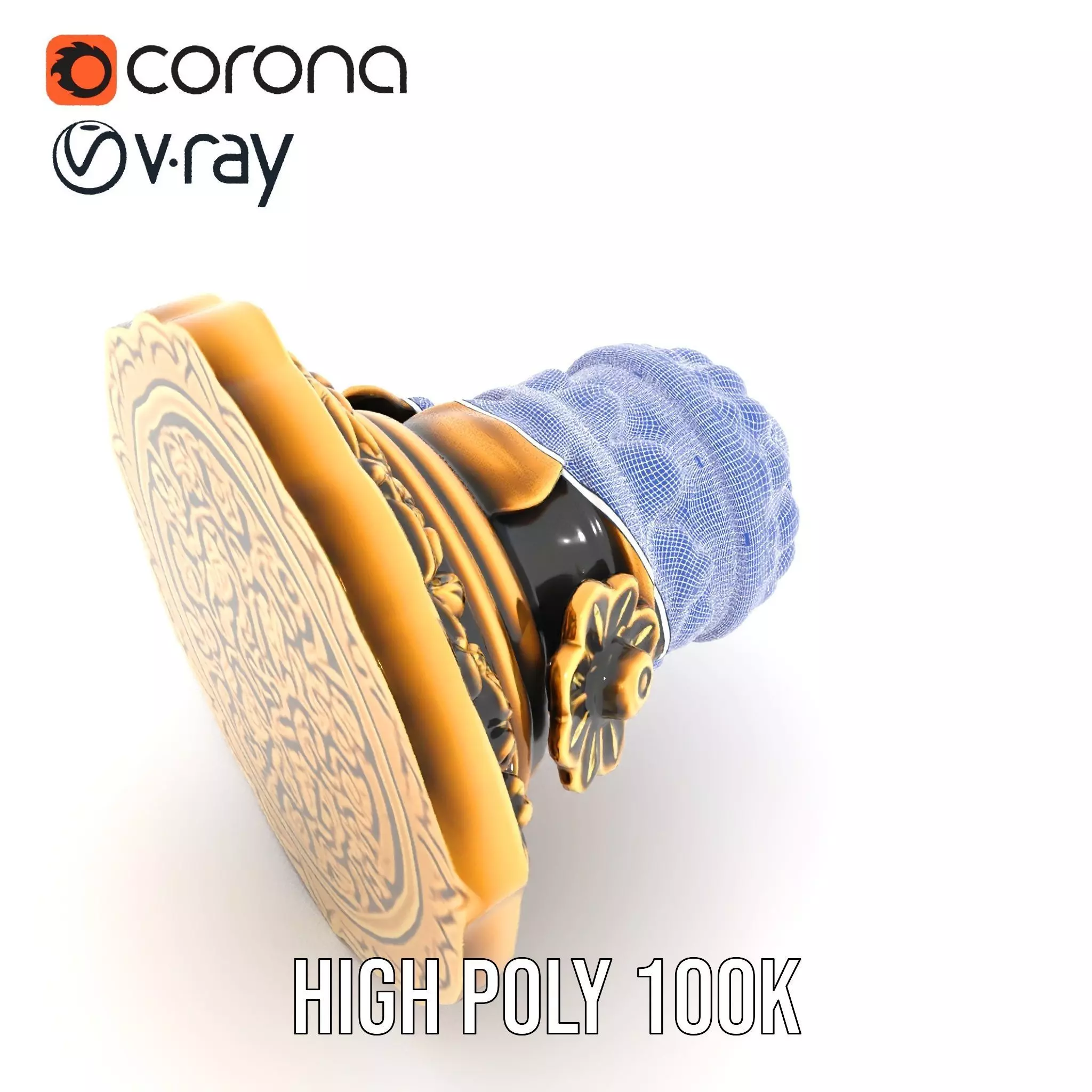 Ornate Gold Door Knob model pack Low-poly 3D model_29