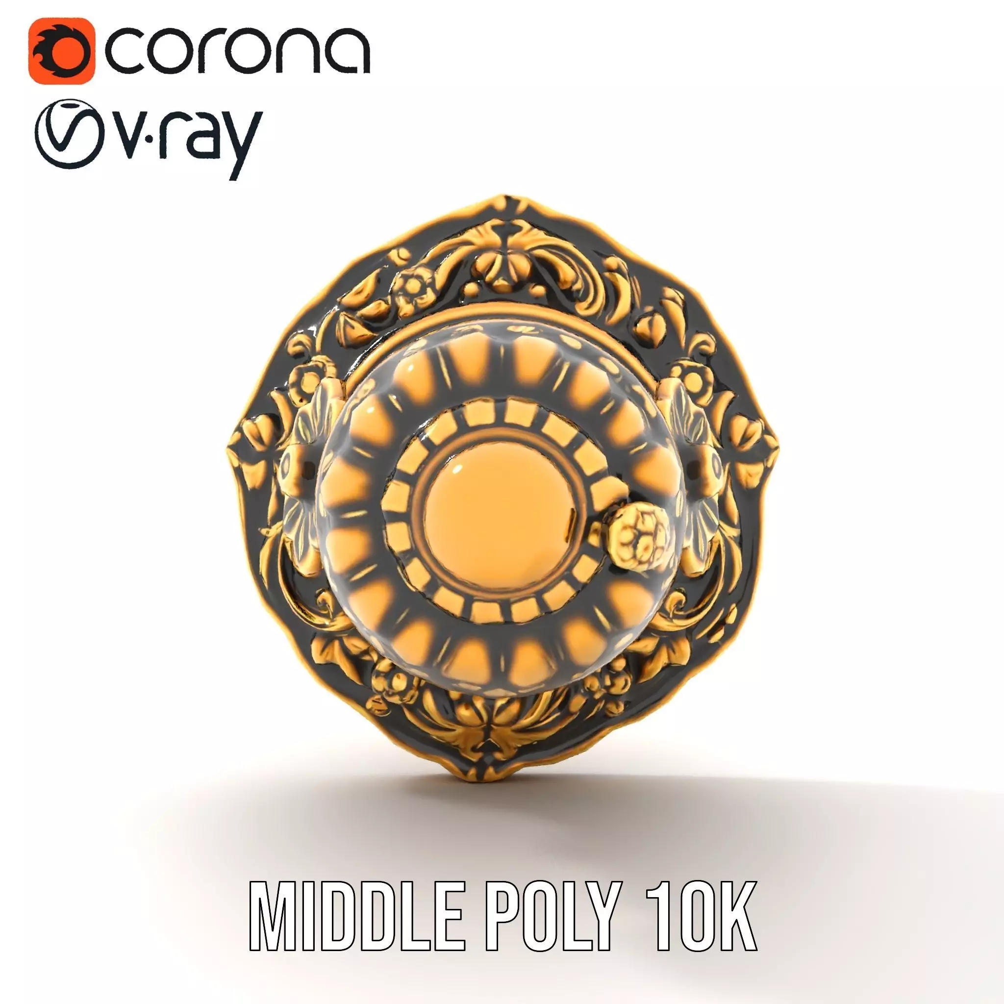 Ornate Gold Door Knob model pack Low-poly 3D model_12