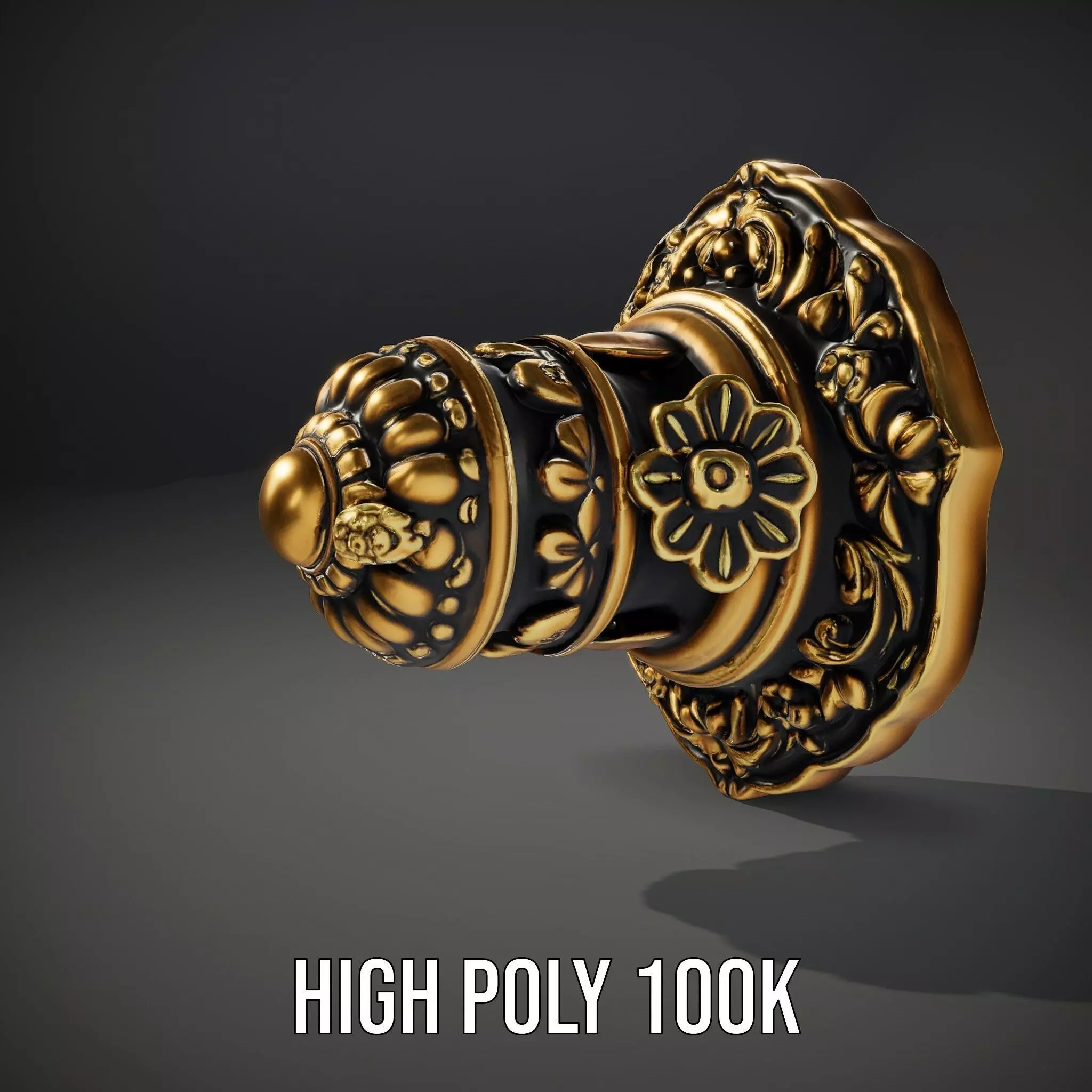 Ornate Gold Door Knob model pack Low-poly 3D model_9