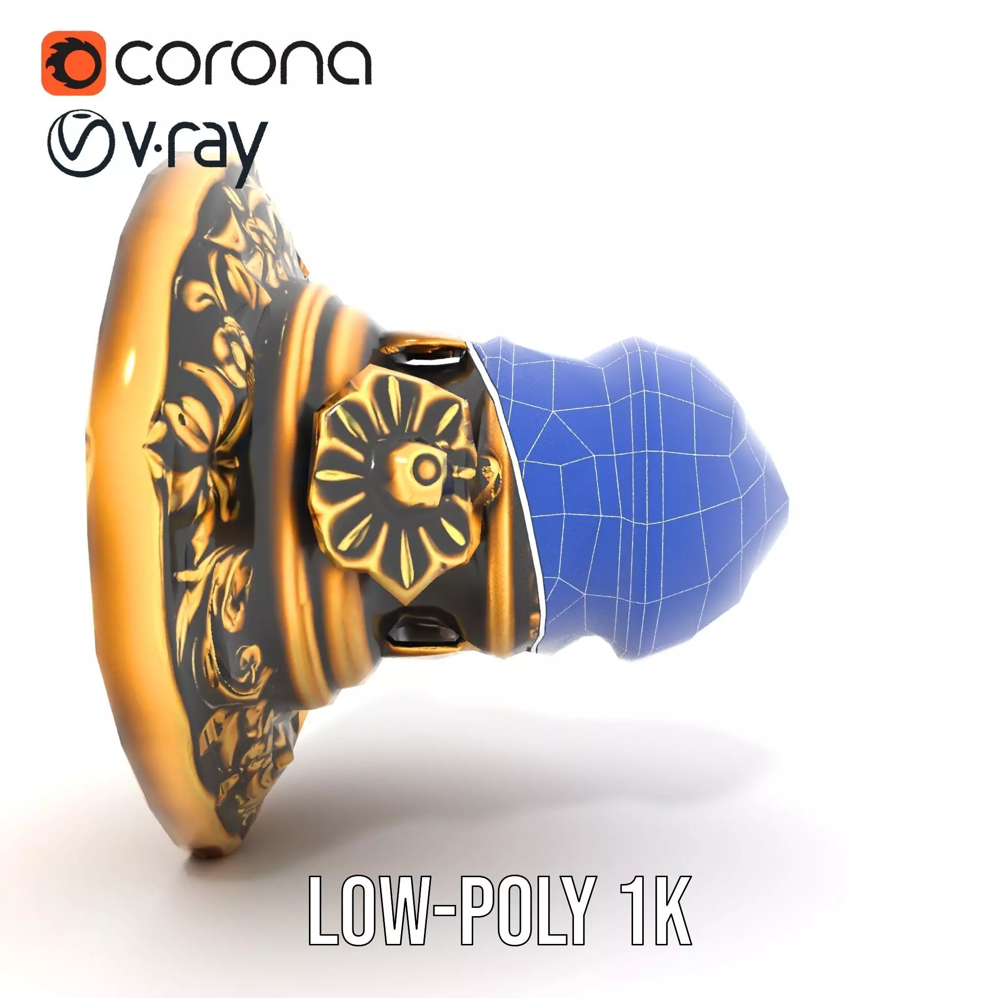 Ornate Gold Door Knob model pack Low-poly 3D model_31