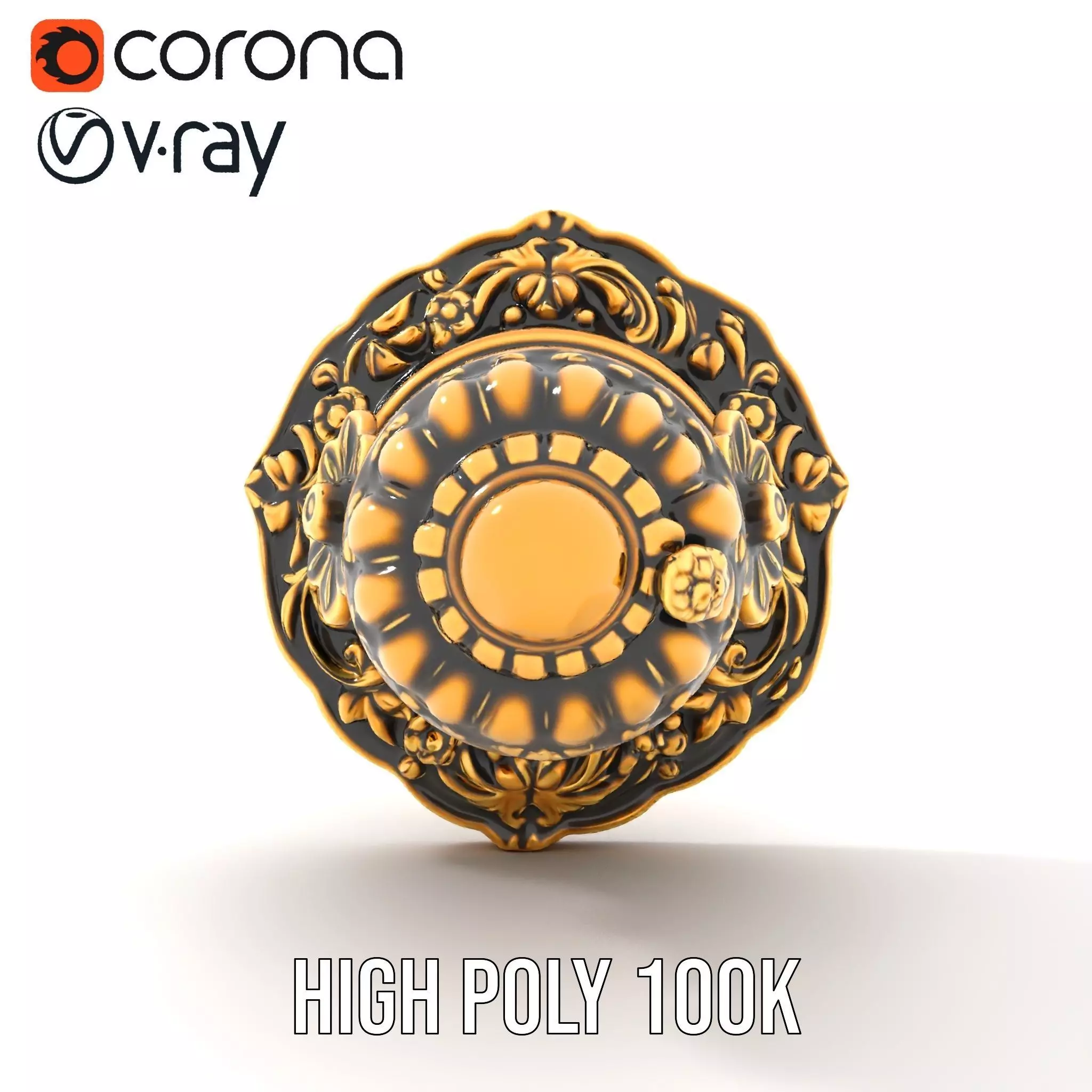 Ornate Gold Door Knob model pack Low-poly 3D model_33