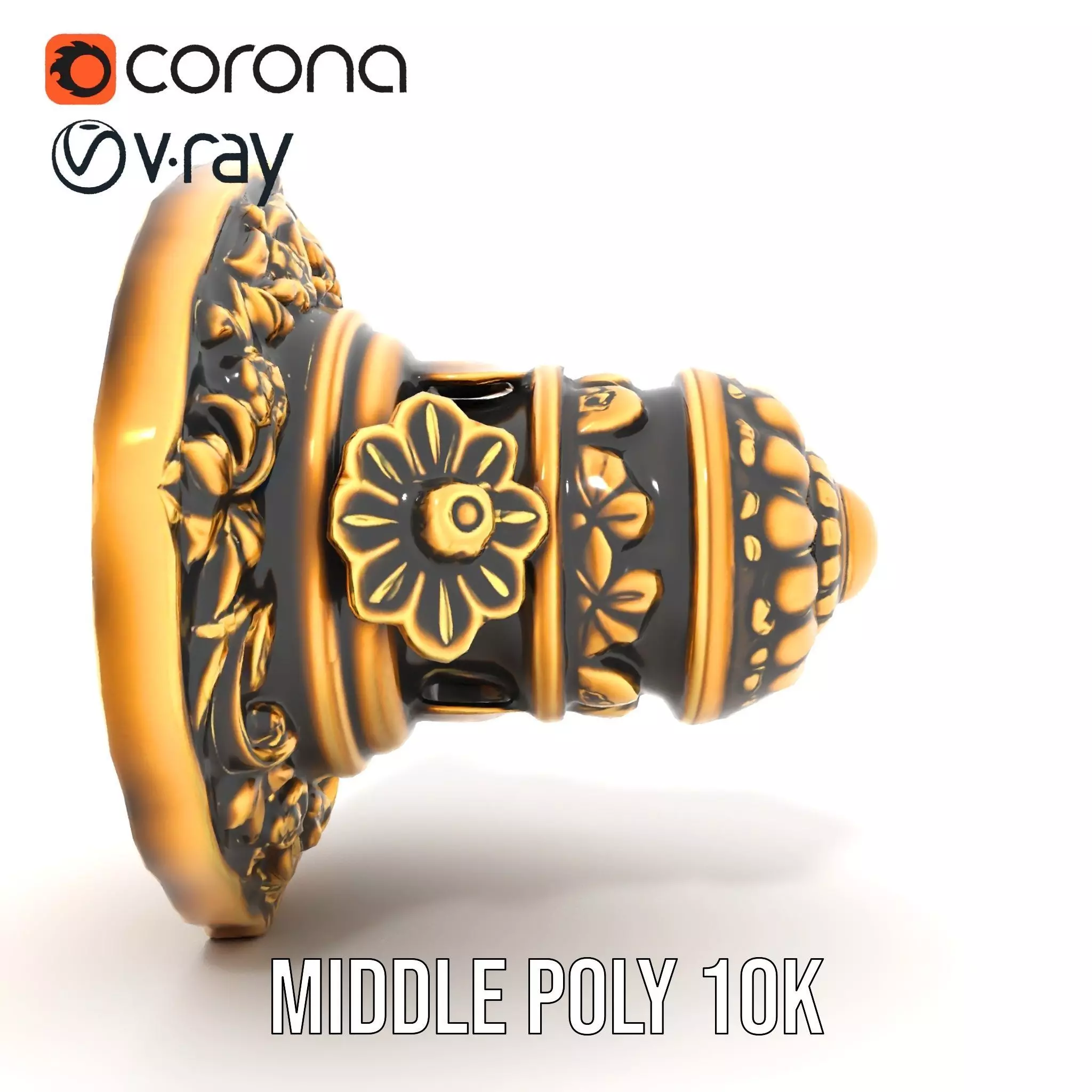 Ornate Gold Door Knob model pack Low-poly 3D model_16