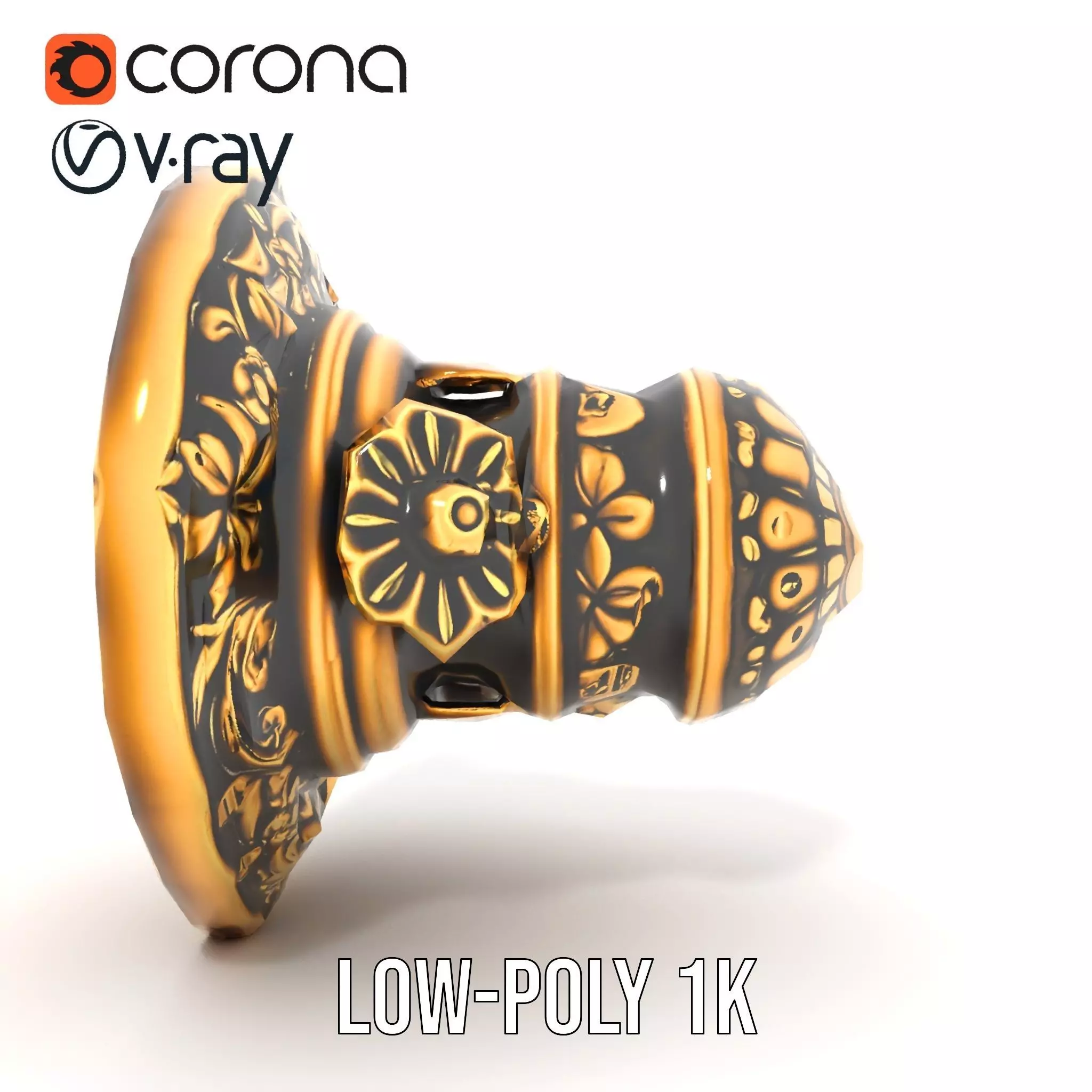 Ornate Gold Door Knob model pack Low-poly 3D model_13