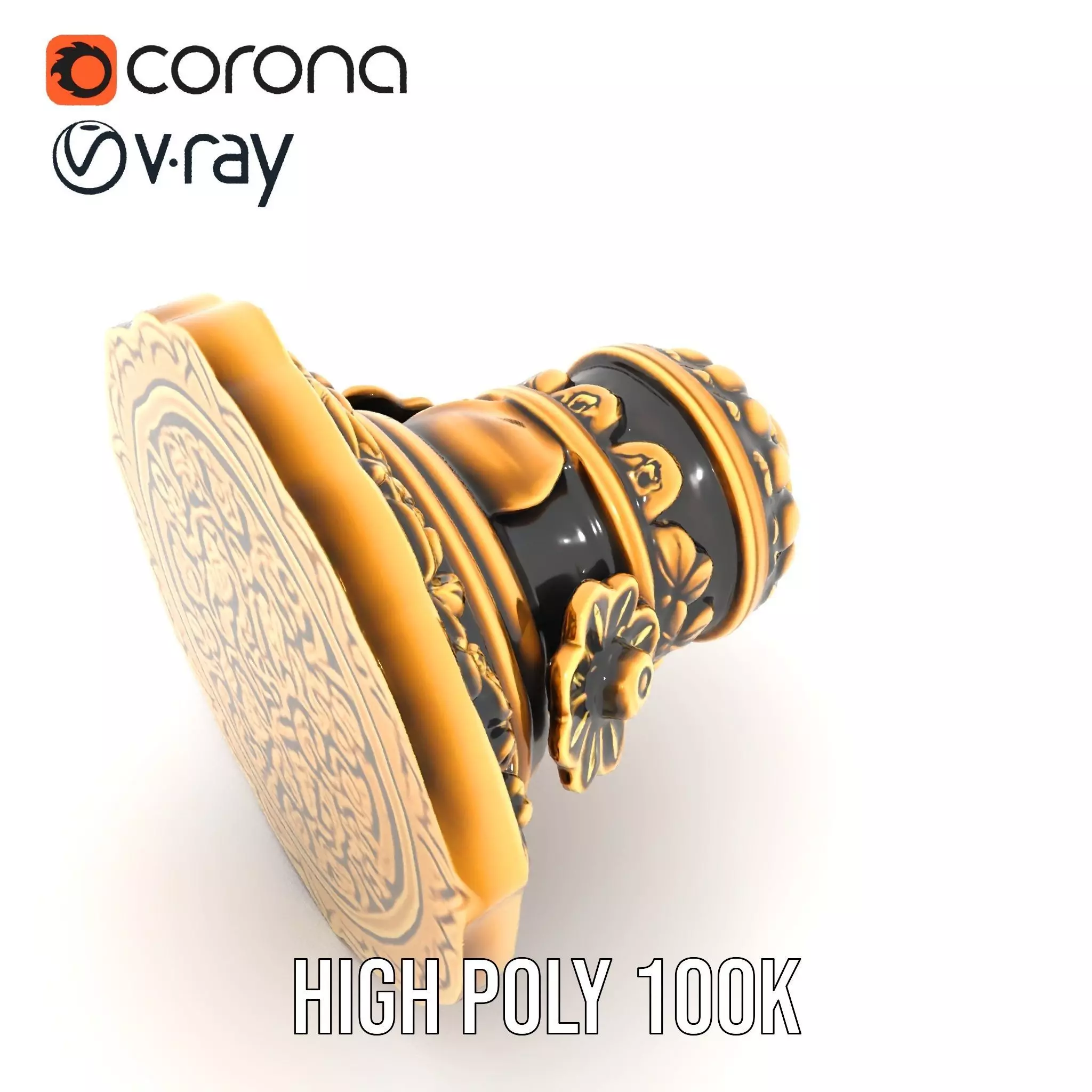 Ornate Gold Door Knob model pack Low-poly 3D model_32