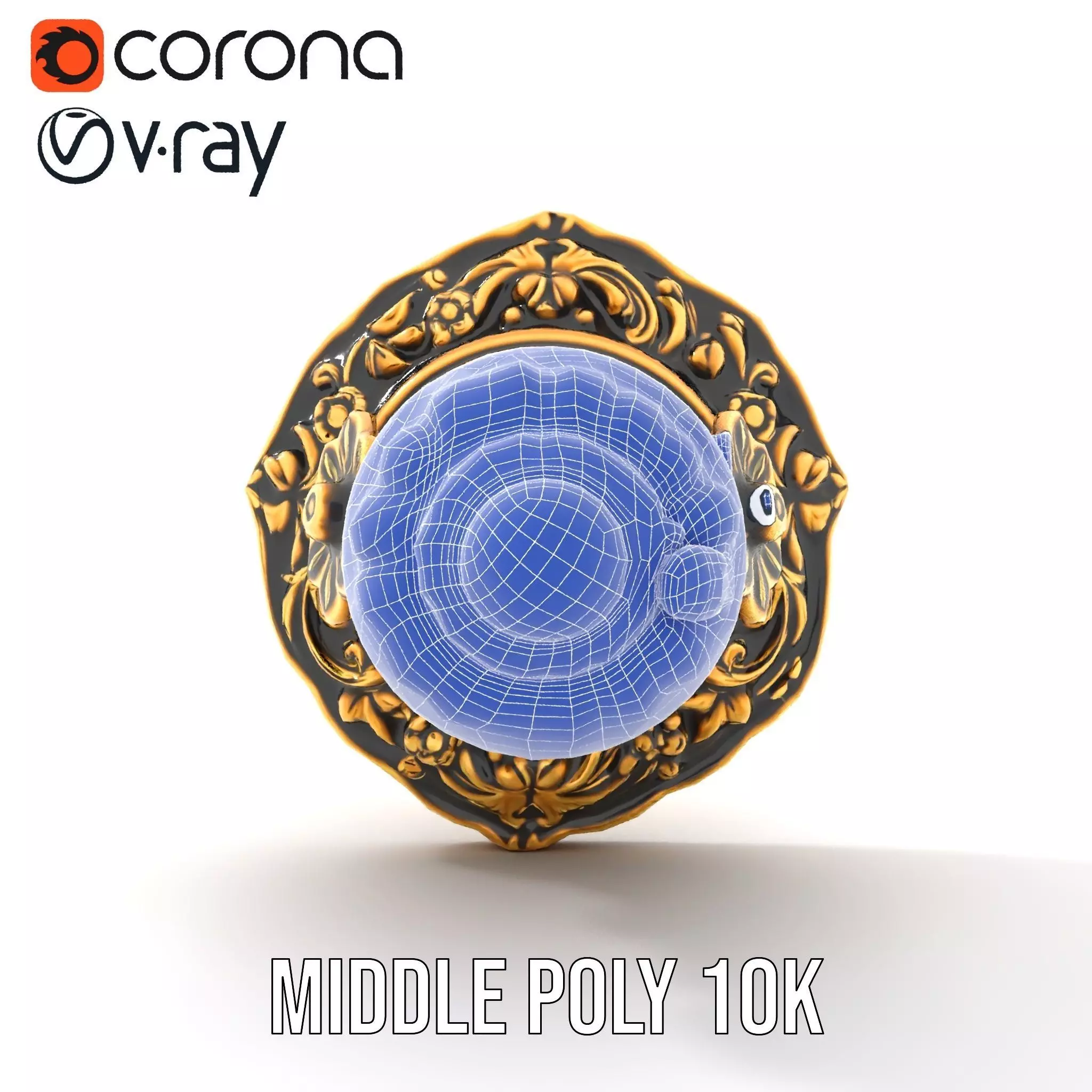 Ornate Gold Door Knob model pack Low-poly 3D model_24