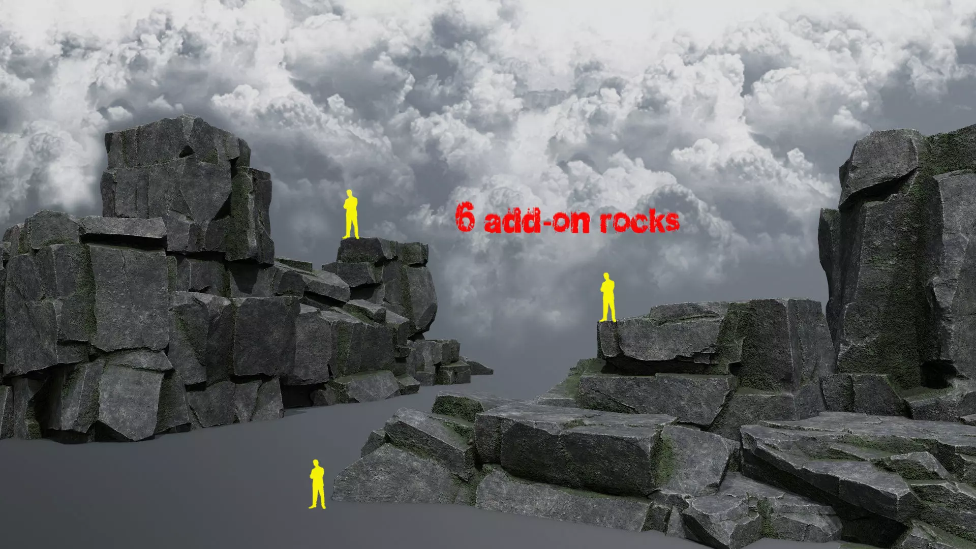 cliff rocks Low-poly 3D model_1