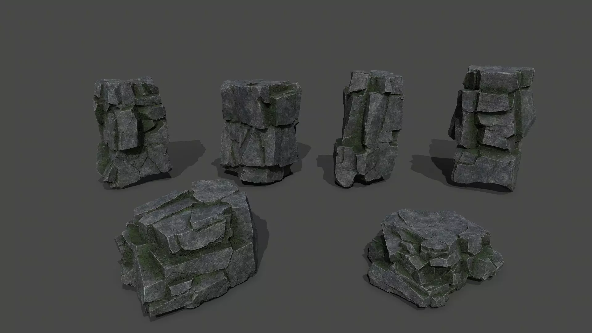 cliff rocks Low-poly 3D model_2