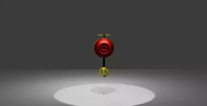 Metallic sci-fi  flying robot 