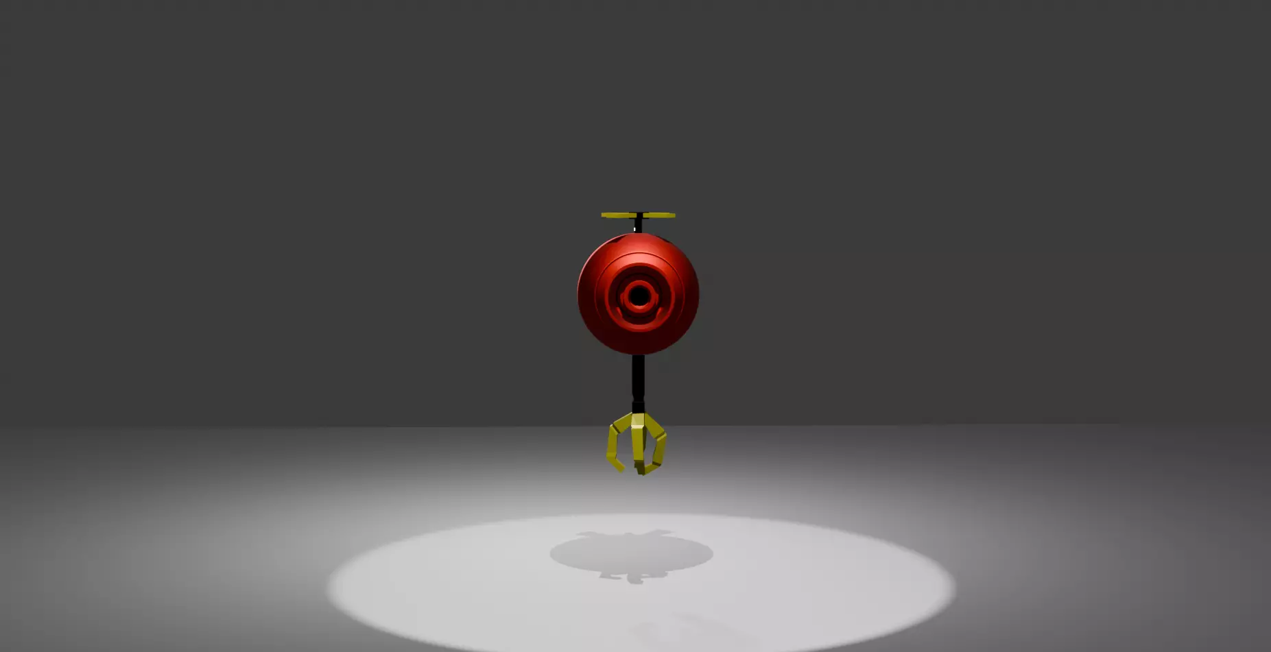 Metallic sci-fi  flying robot  Low-poly 3D model_0