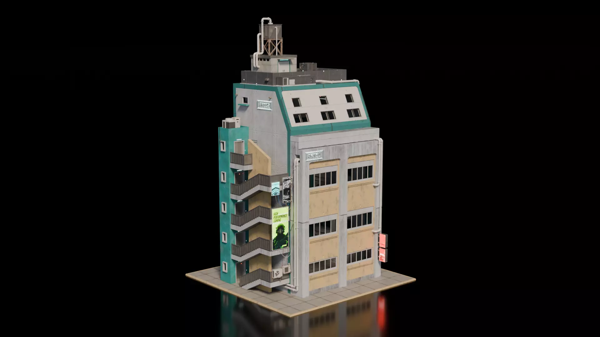 Cyberpunk building 16 3D model_0