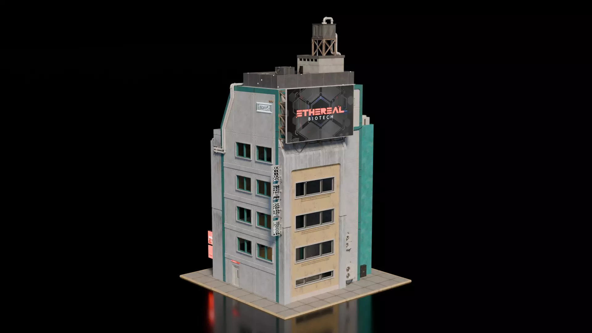 Cyberpunk building 16 3D model_1