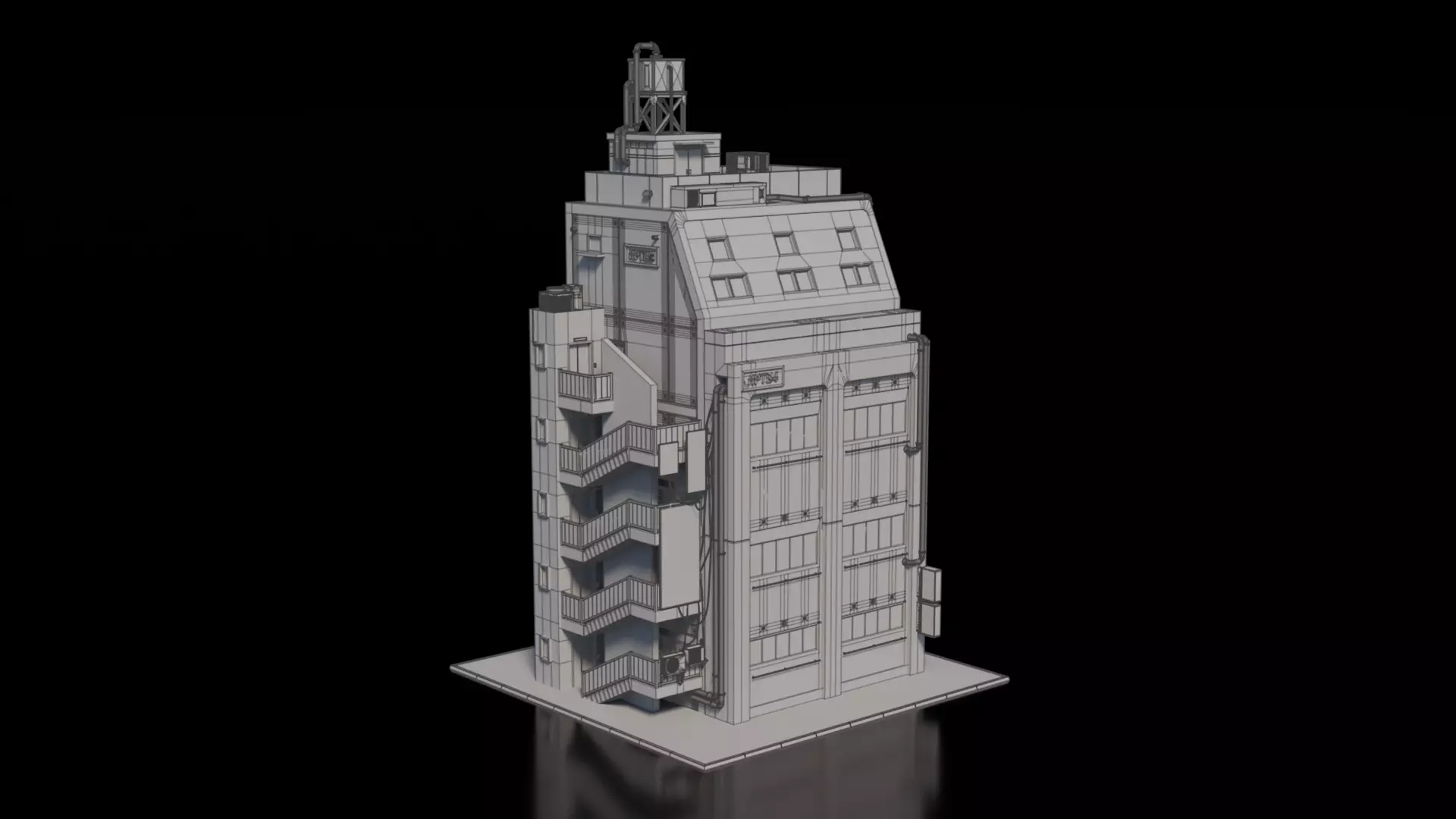 Cyberpunk building 16 3D model_3