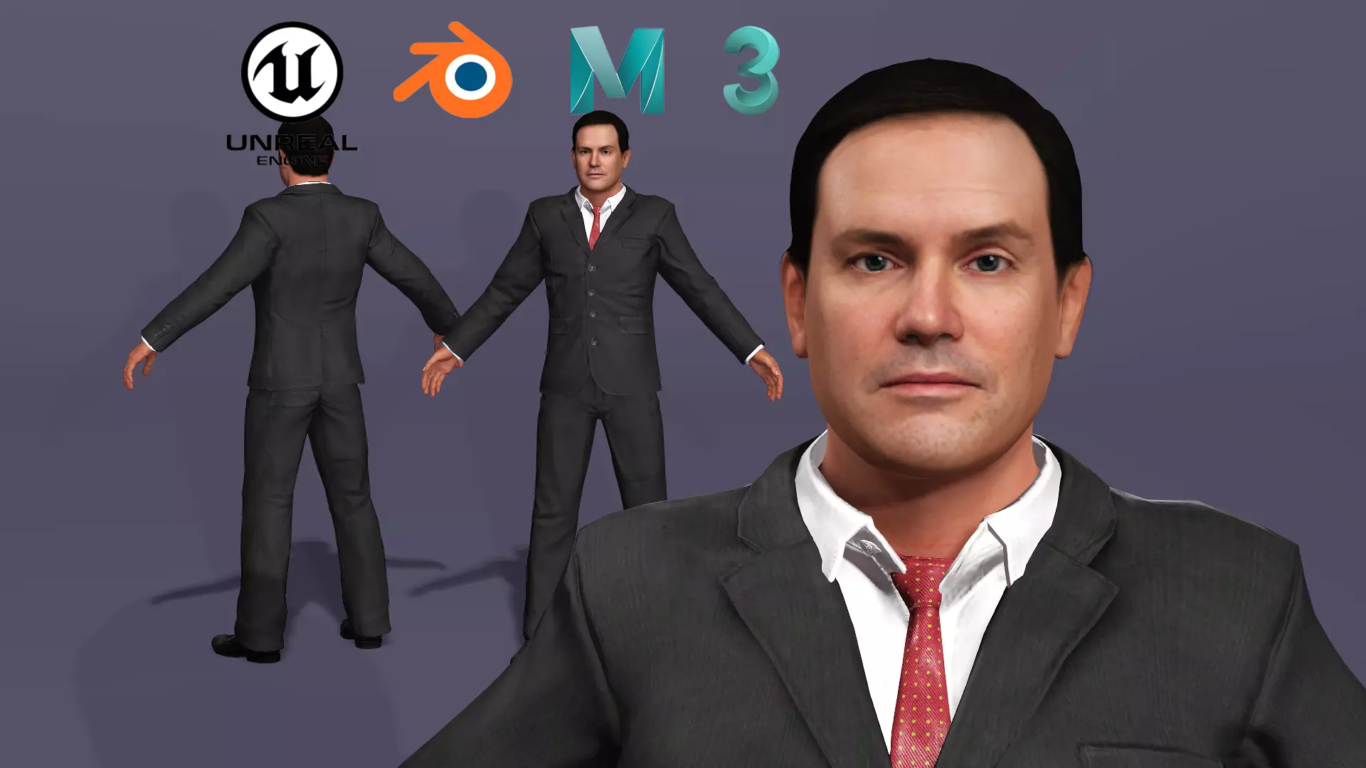 Realistic US Secretary of State Marco Rubio UE5 Project Low-poly 3D model_0