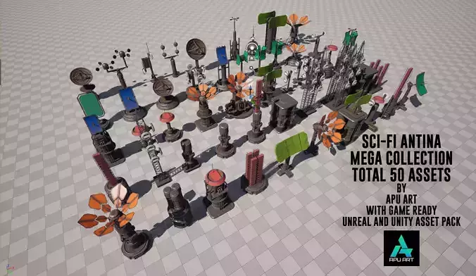 Sci-Fi Antenna Mega Collection Pack Low-poly 3D model Sci-Fi Antenna Mega Collection Pack Low-poly 3D model