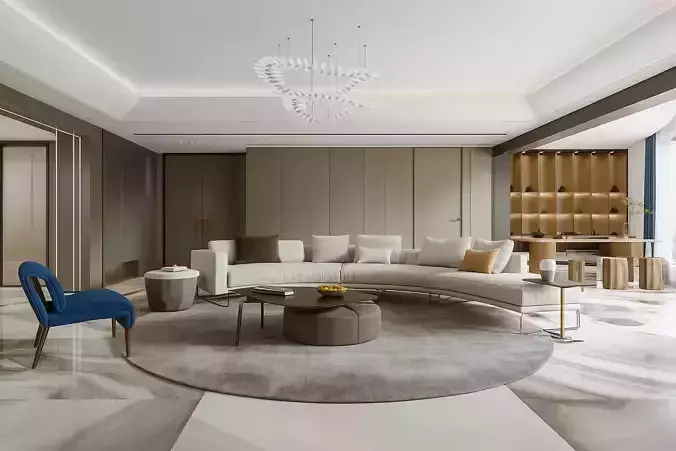 Modern Minimalist Living Room Interior 3D Model