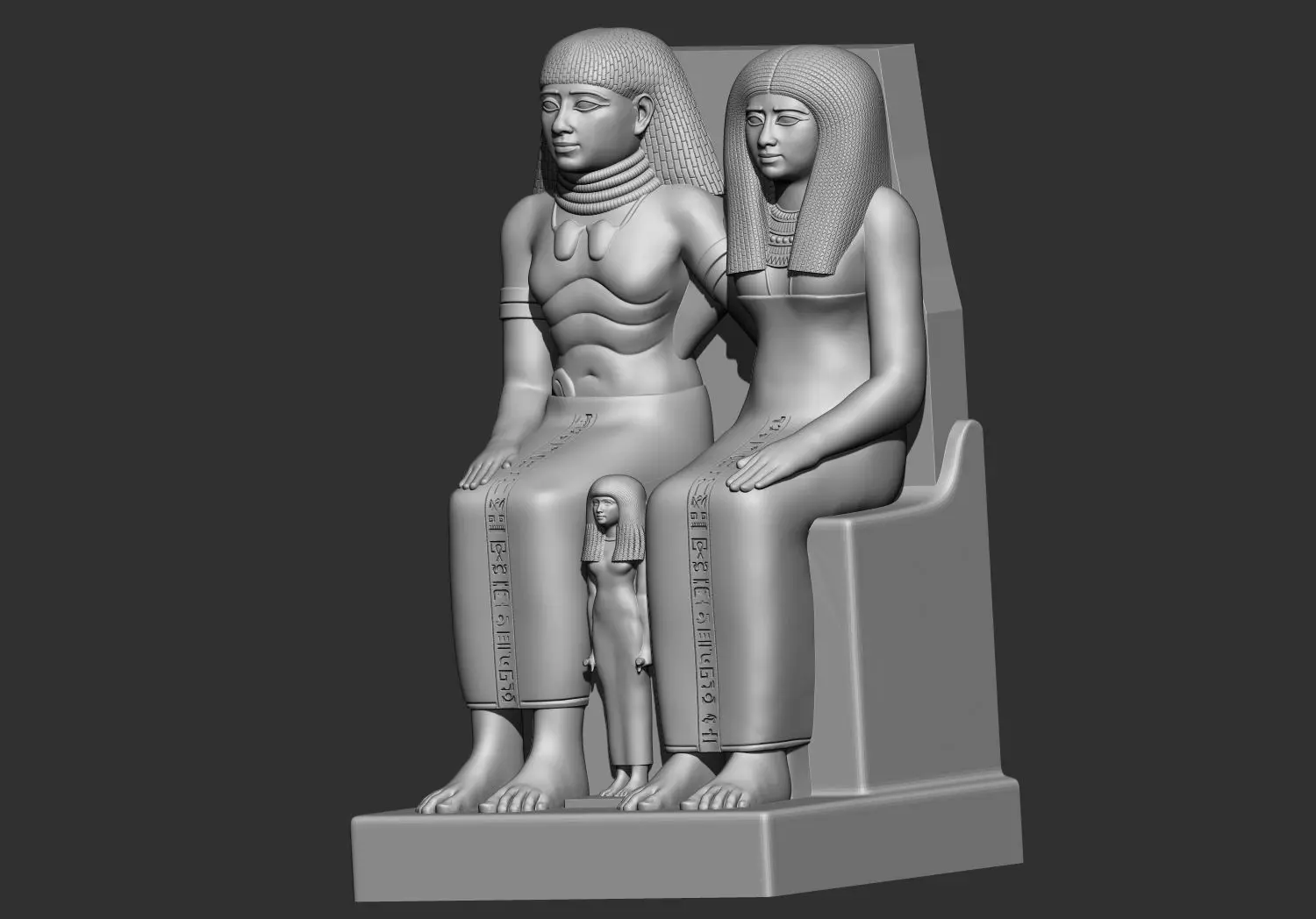 Sennefer and Senay Egyptian Statue 3D Printable Model 3D print model_2