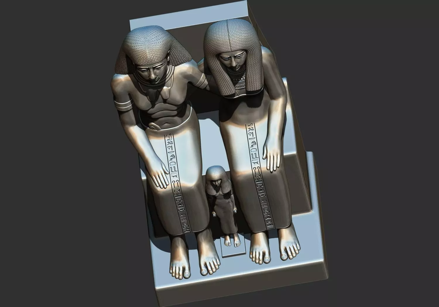 Sennefer and Senay Egyptian Statue 3D Printable Model 3D print model_6