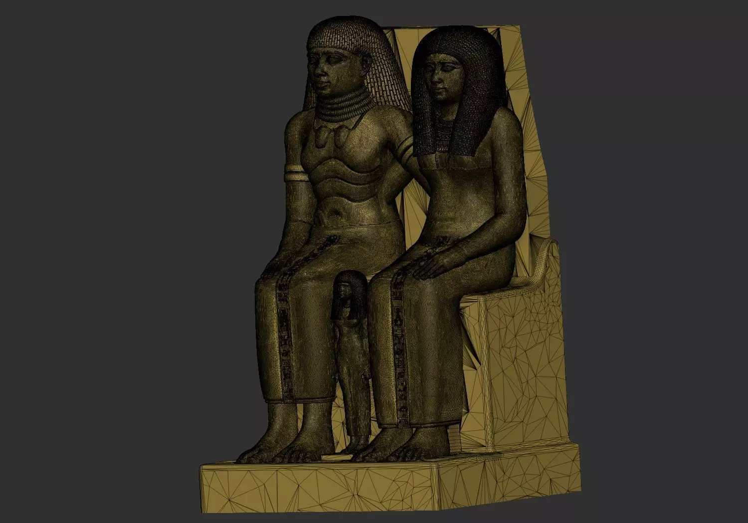 Sennefer and Senay Egyptian Statue 3D Printable Model 3D print model_9