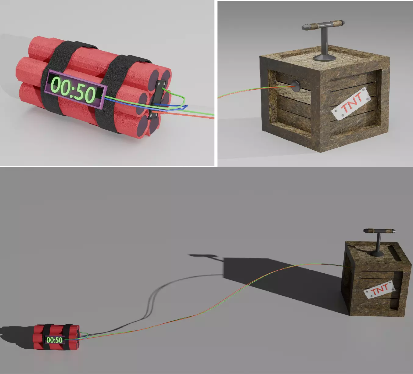 Game Ready Cartoon TNT Bomb Prop for AR VR Low Poly Low-poly 3D model_2