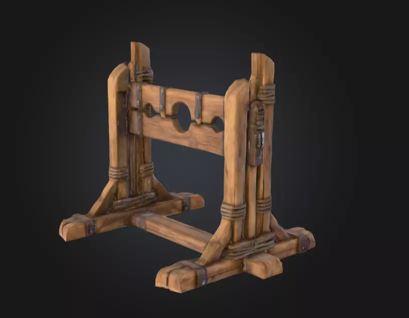 Medieval Stocks Instruments of Justice and Humiliation Low-poly 3D model_6