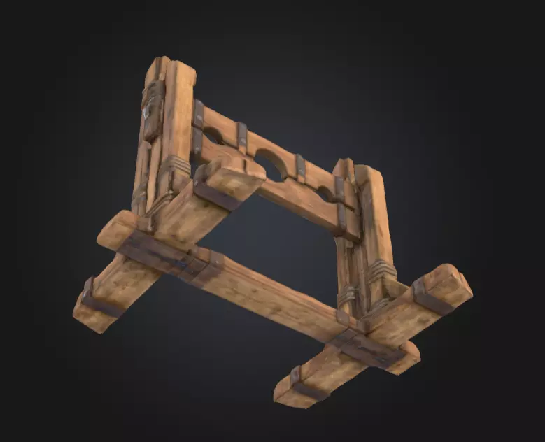Medieval Stocks Instruments of Justice and Humiliation Low-poly 3D model_10