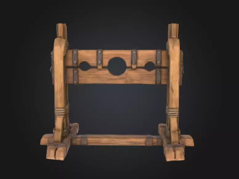 Medieval Stocks Instruments of Justice and Humiliation Low-poly 3D model_3