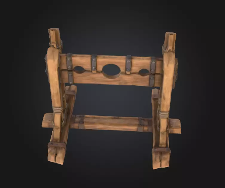 Medieval Stocks Instruments of Justice and Humiliation Low-poly 3D model_4
