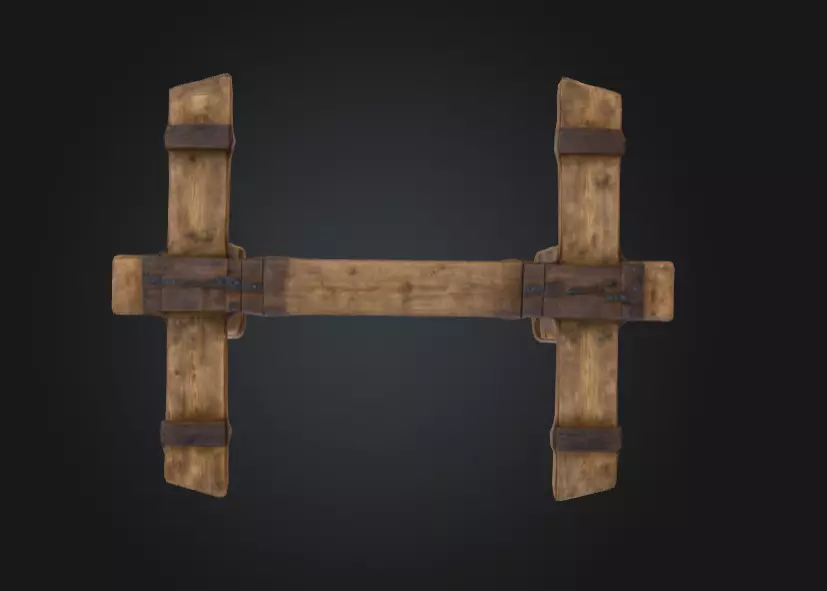 Medieval Stocks Instruments of Justice and Humiliation Low-poly 3D model_12