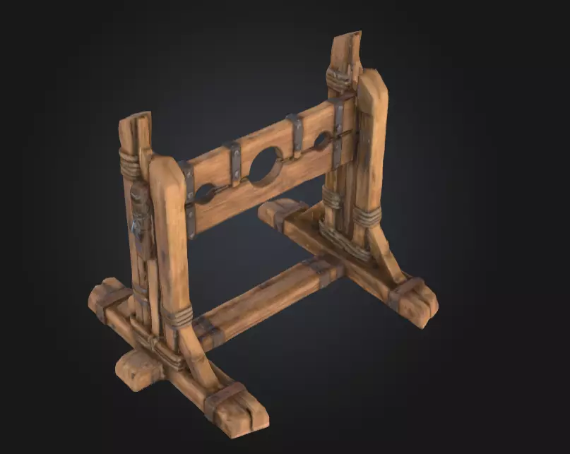 Medieval Stocks Instruments of Justice and Humiliation Low-poly 3D model_8