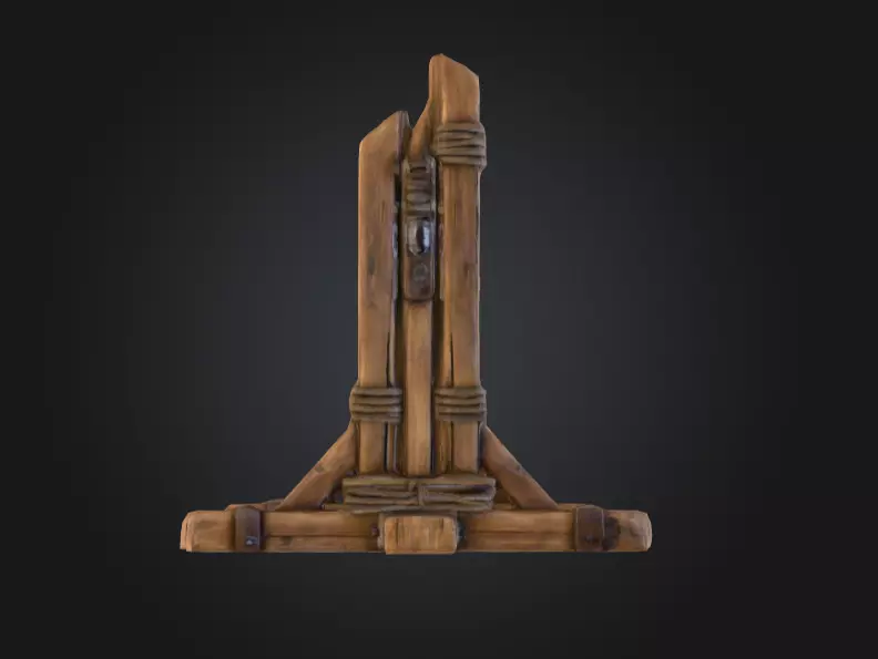 Medieval Stocks Instruments of Justice and Humiliation Low-poly 3D model_2