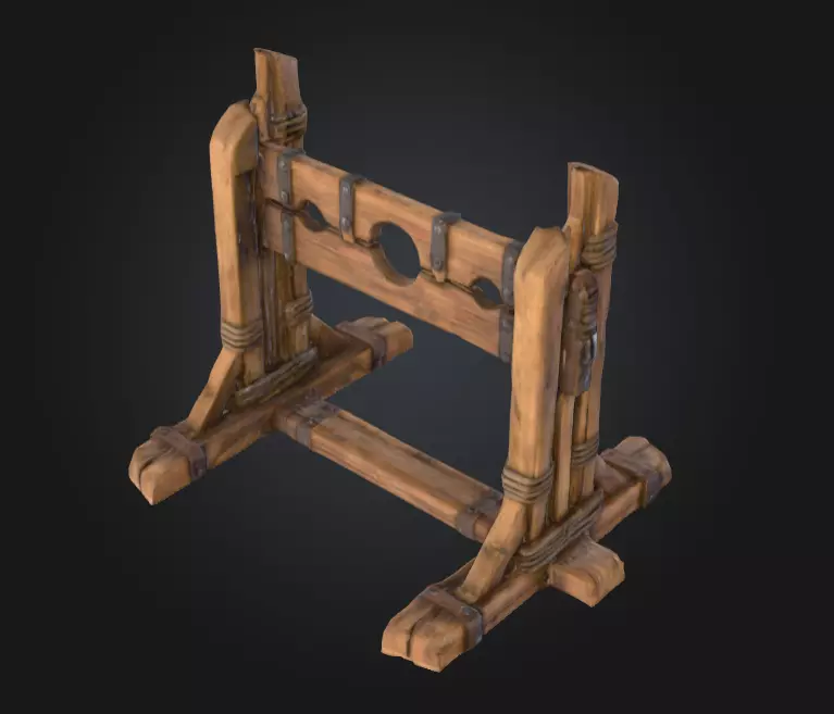 Medieval Stocks Instruments of Justice and Humiliation Low-poly 3D model_7