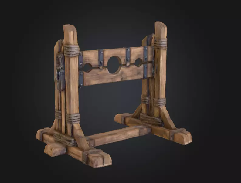 Medieval Stocks Instruments of Justice and Humiliation Low-poly 3D model_5