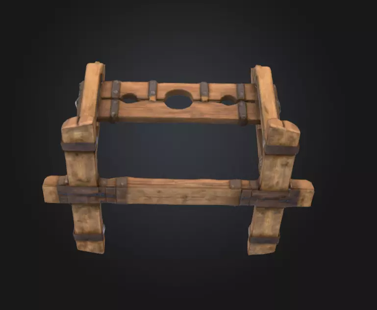 Medieval Stocks Instruments of Justice and Humiliation Low-poly 3D model_13